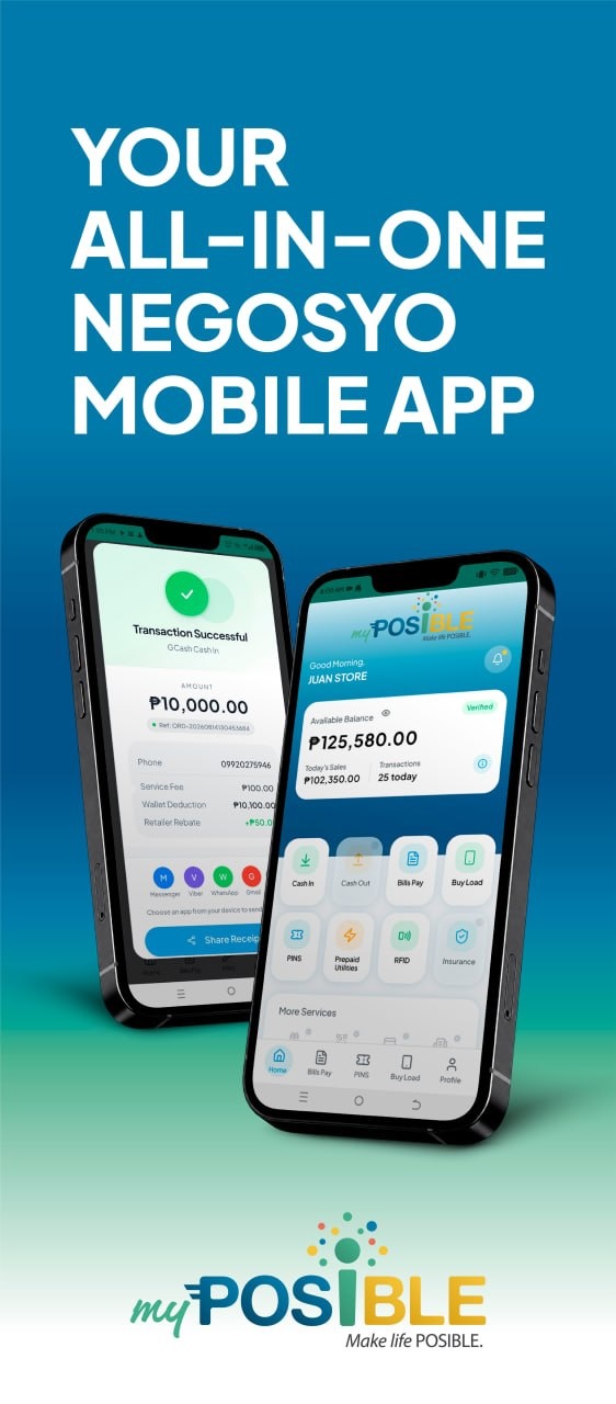 myPOSIBLE app on a smartphone showing the retailer dashboard